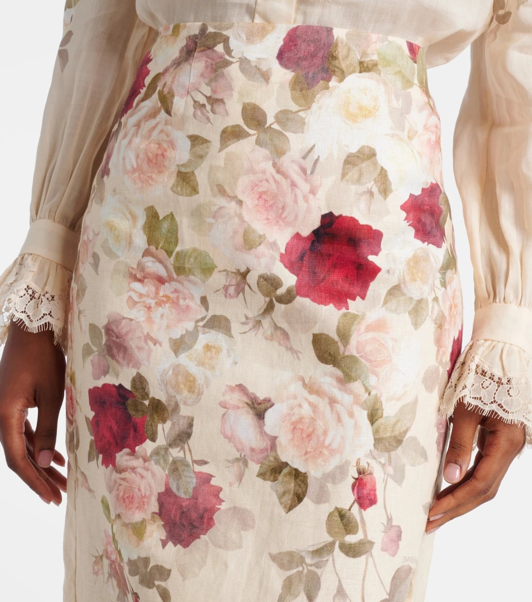 Zimmermann - Hypnotic floral linen pencil skirt