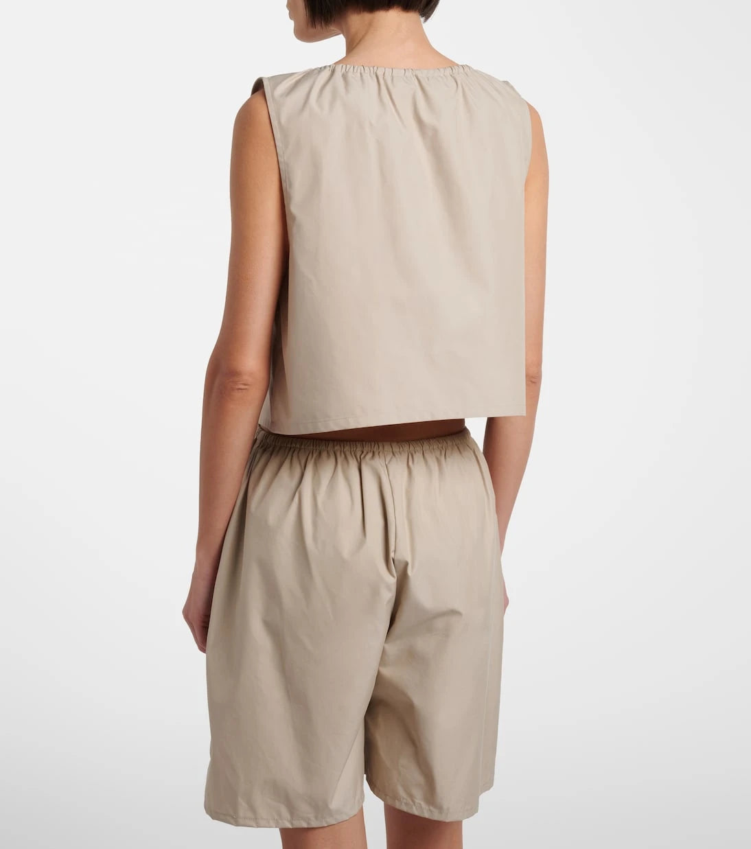 Miu Miu - Leather-trimmed cotton-blend crop top