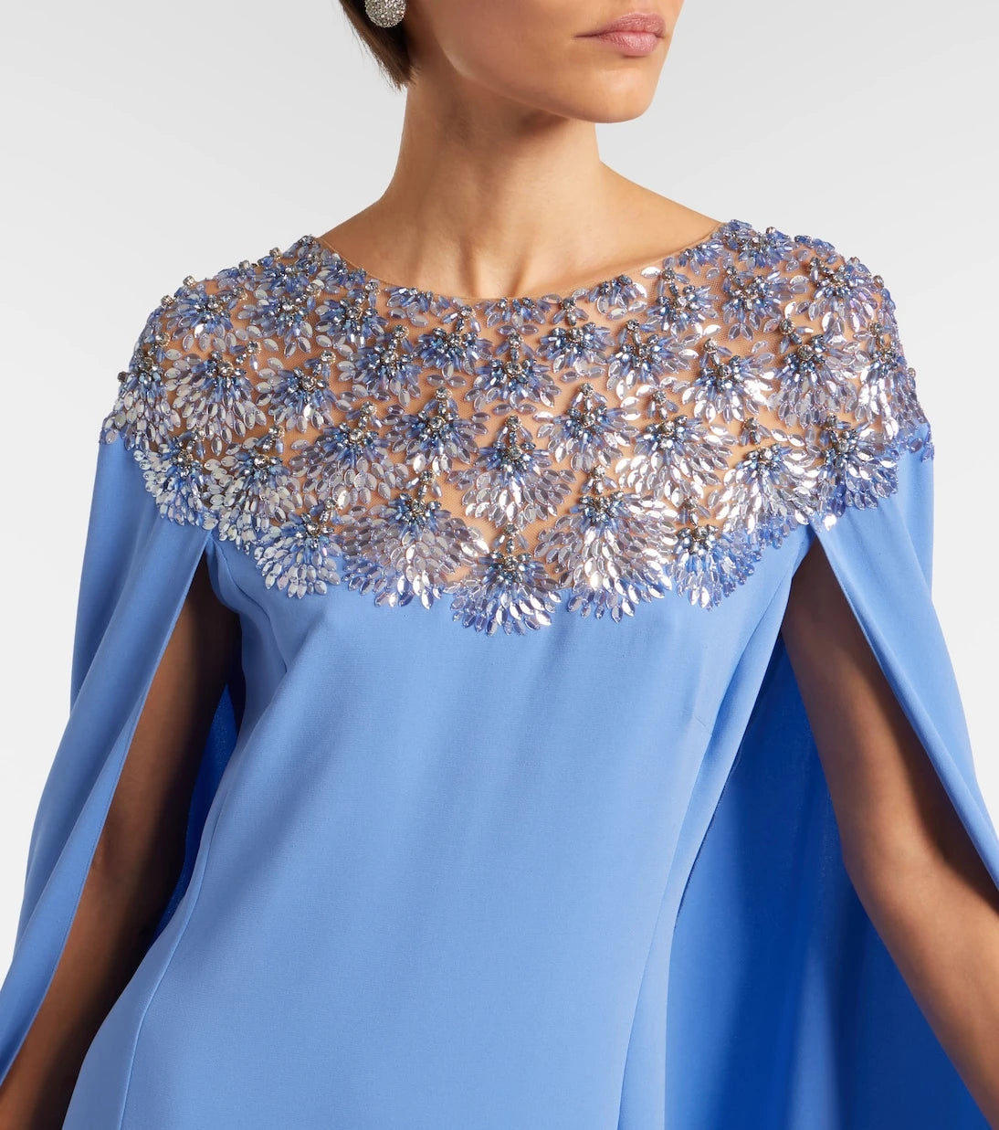 Oscar de la Renta - Embellished caped silk-blend gown