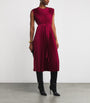 Joseph Red Volta Knit Weave Plissé Midi Dress