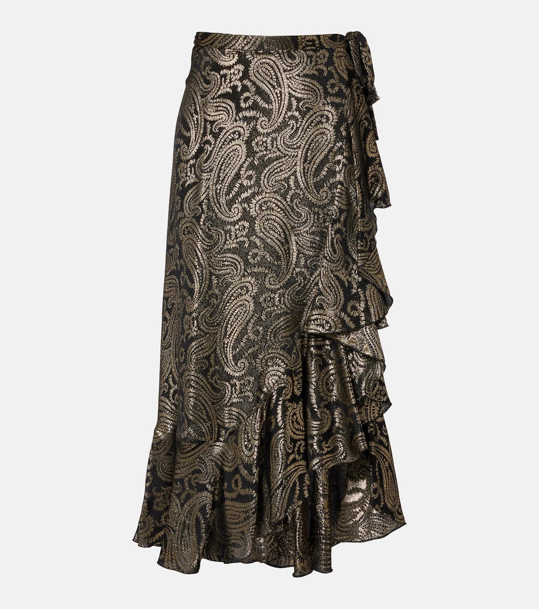 Etro - Paisley ruffled silk-blend midi skirt