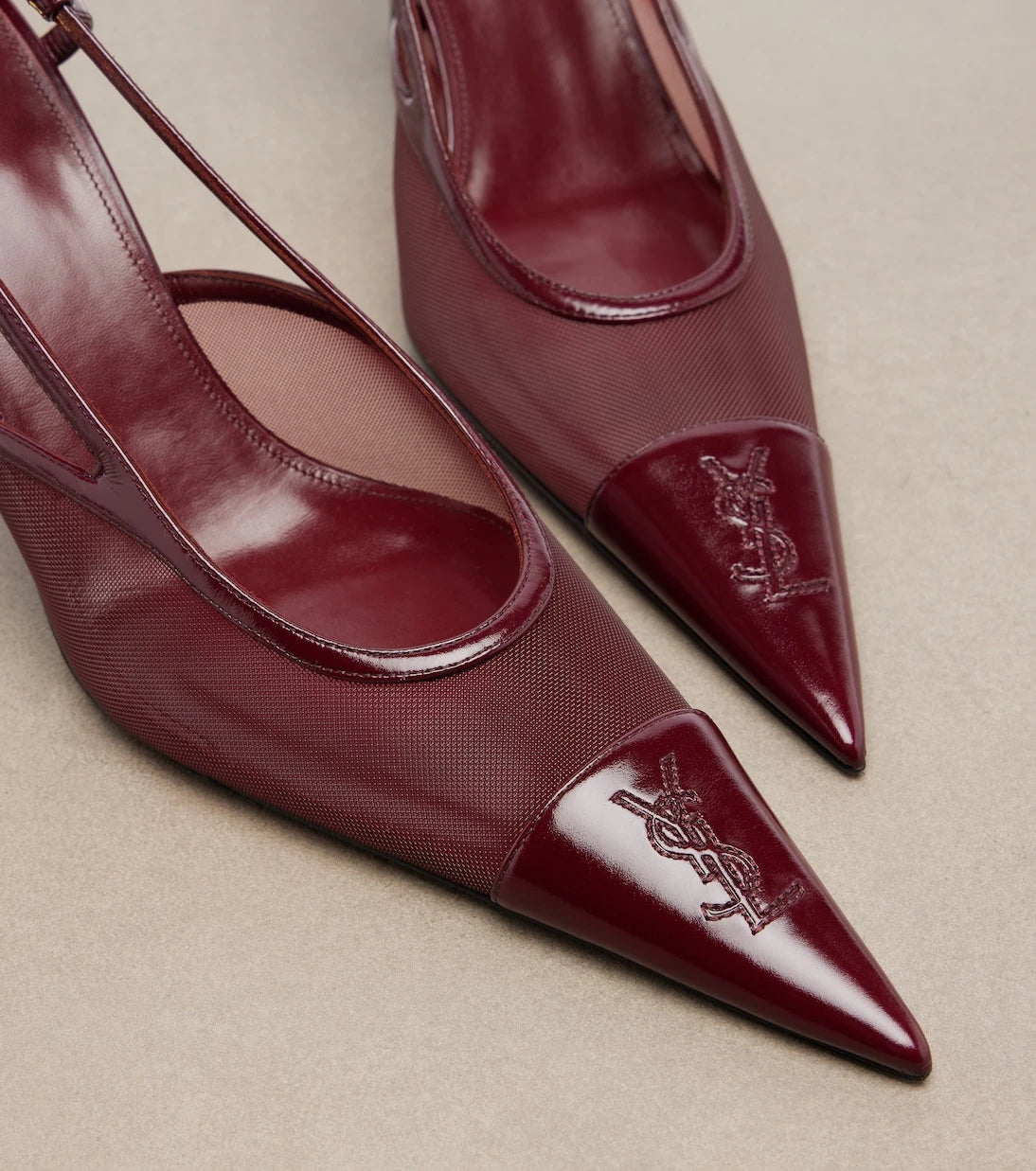 Saint Laurent - Renée leather-trimmed slingback pumps