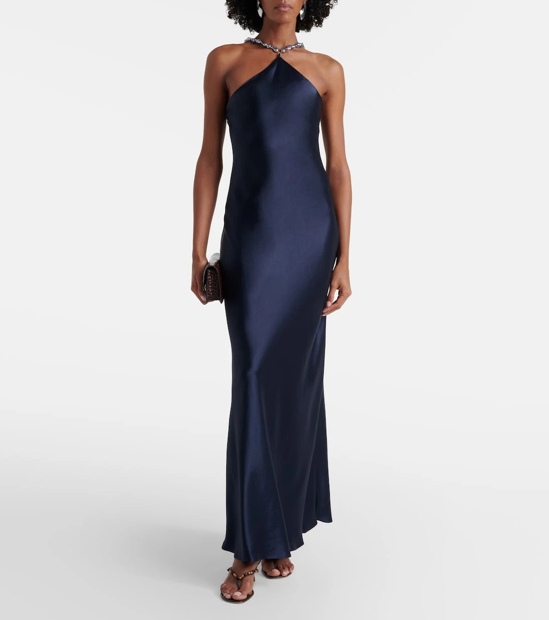 Staud - Cadence halterneck satin slip dress