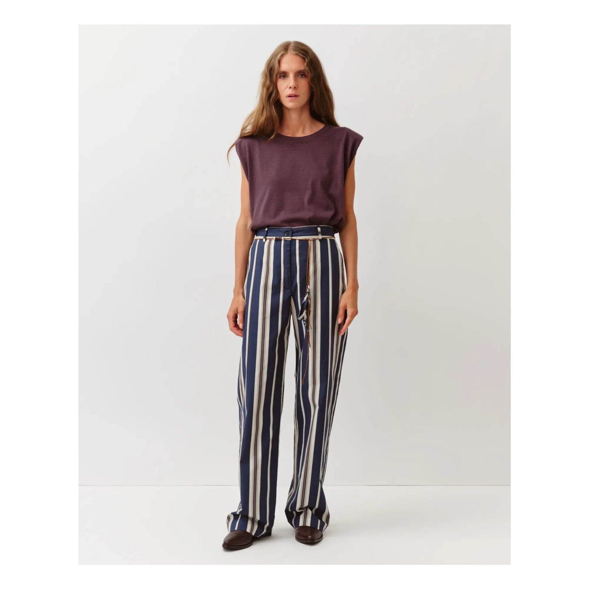 Diega - Pimao Striped Pants | Navy blue