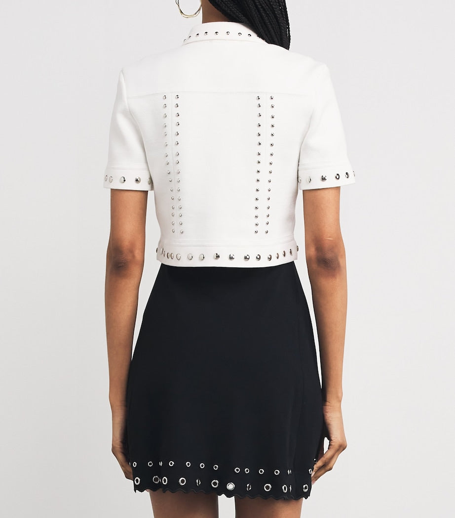 Maje White Short-Sleeve Studded Jacket
