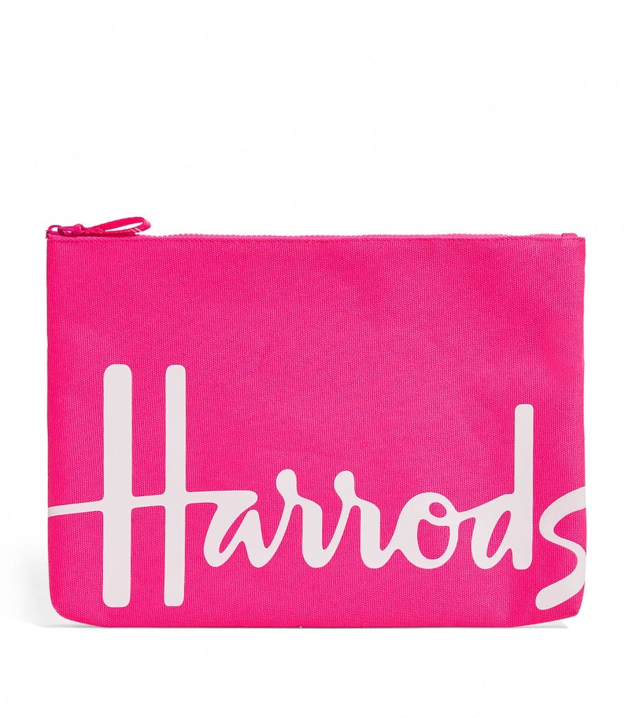 Harrods Pink Large Cotton Logo Pouch
