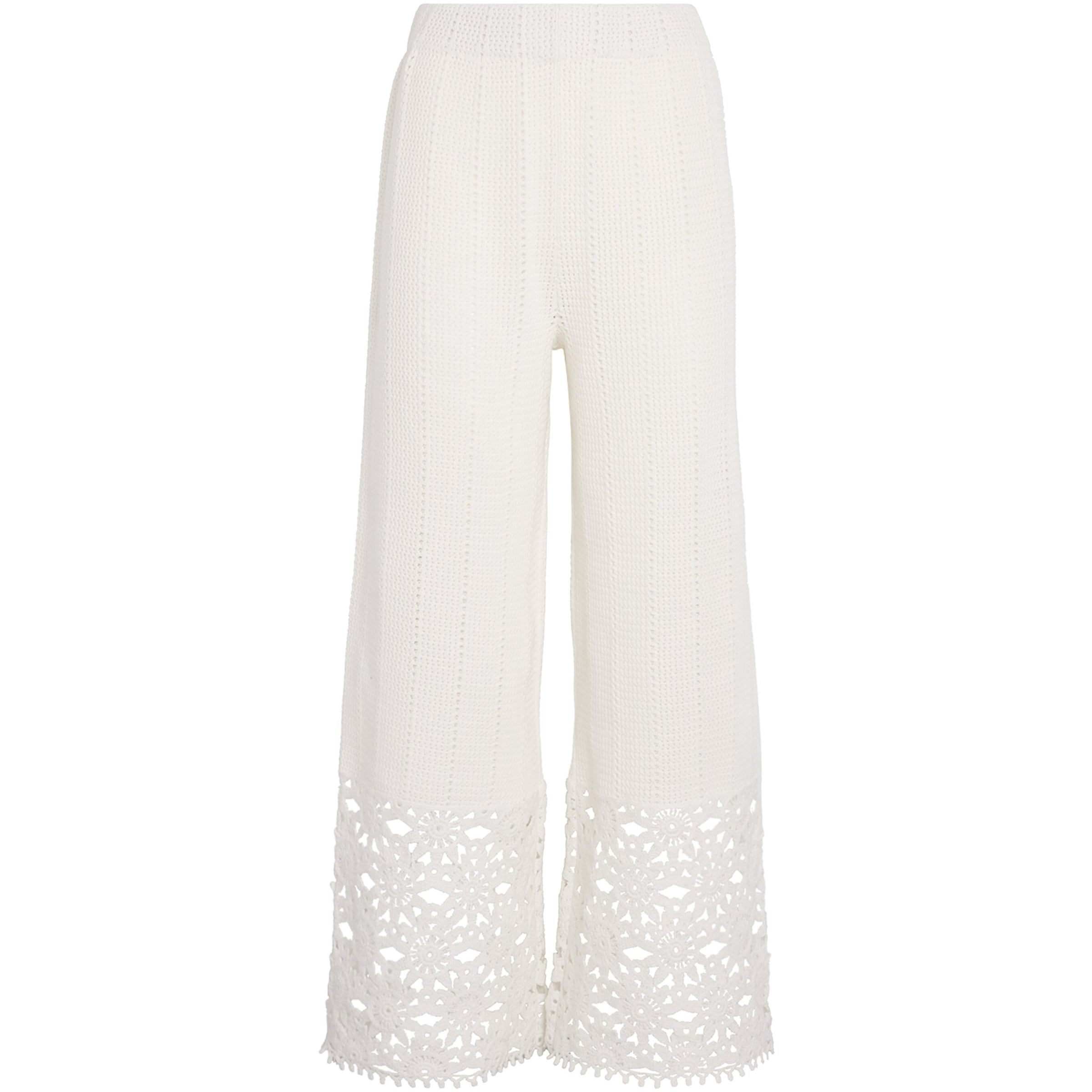 Crochet Wide-Leg Trousers WHITE