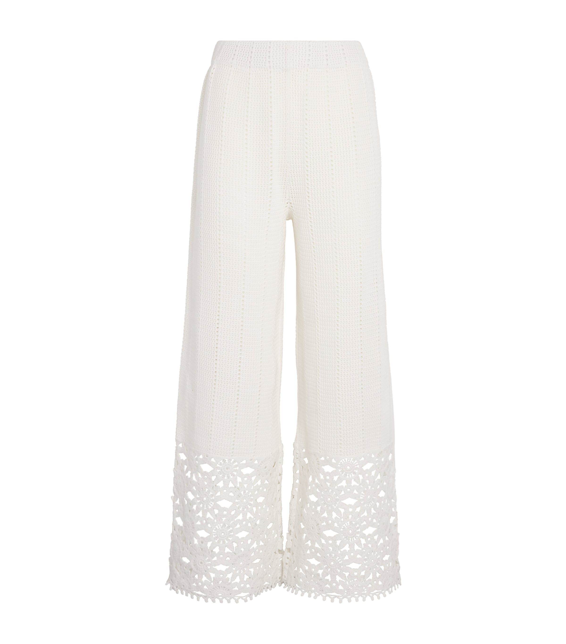 Crochet Wide-Leg Trousers WHITE
