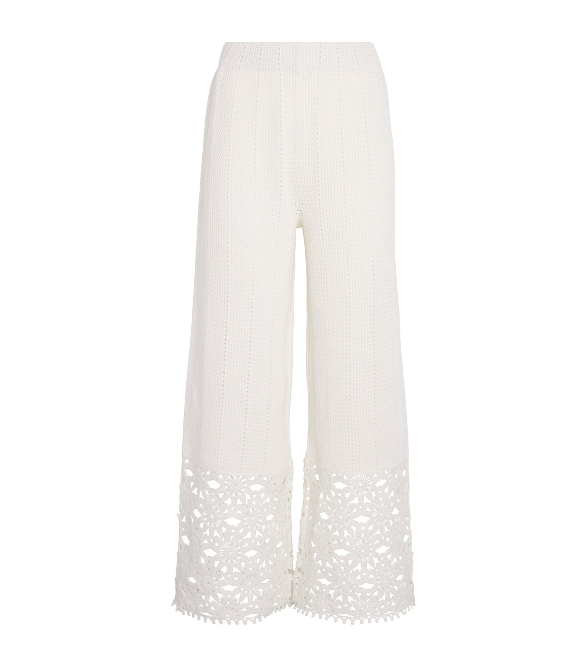 Crochet Wide-Leg Trousers WHITE