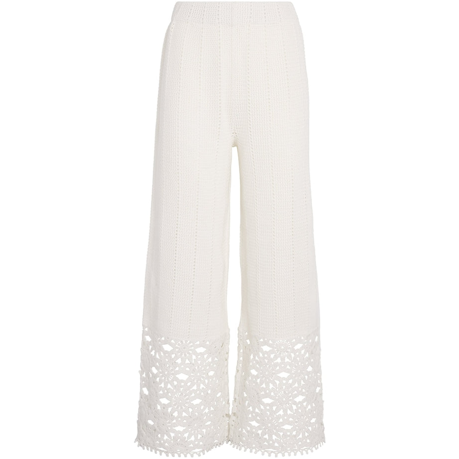 Crochet Wide-Leg Trousers WHITE