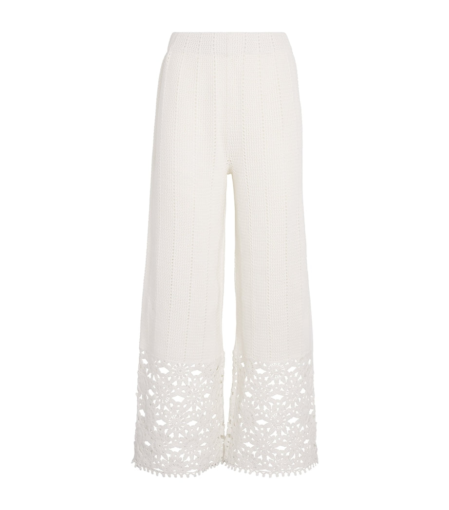 Crochet Wide-Leg Trousers WHITE