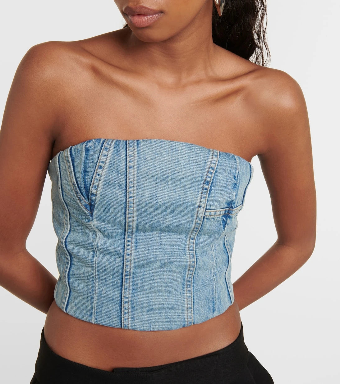 Amiri - Ma paneled denim bustier top
