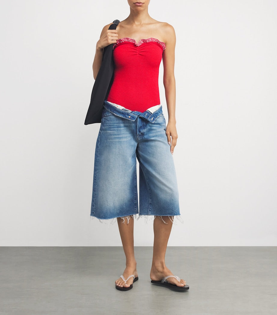 Gingham-Ruffle Dolly Swimsuit RED/RED GINGHAM