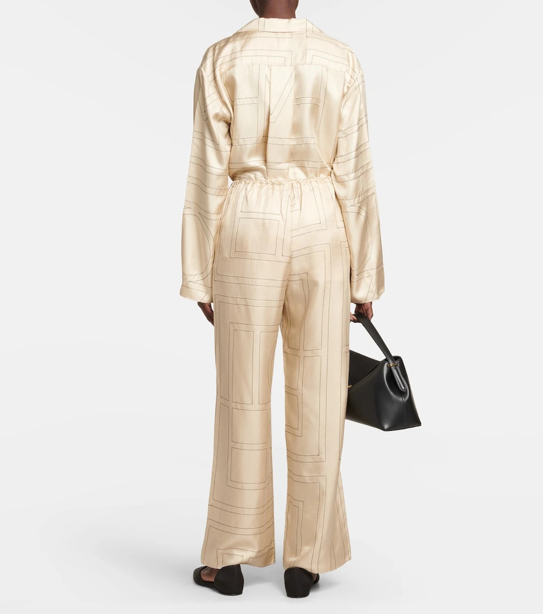 Toteme - Logo wide-leg silk pants