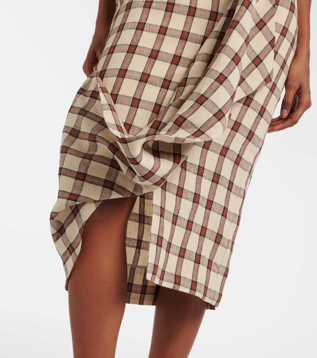 Róhe - Checked linen midi skirt