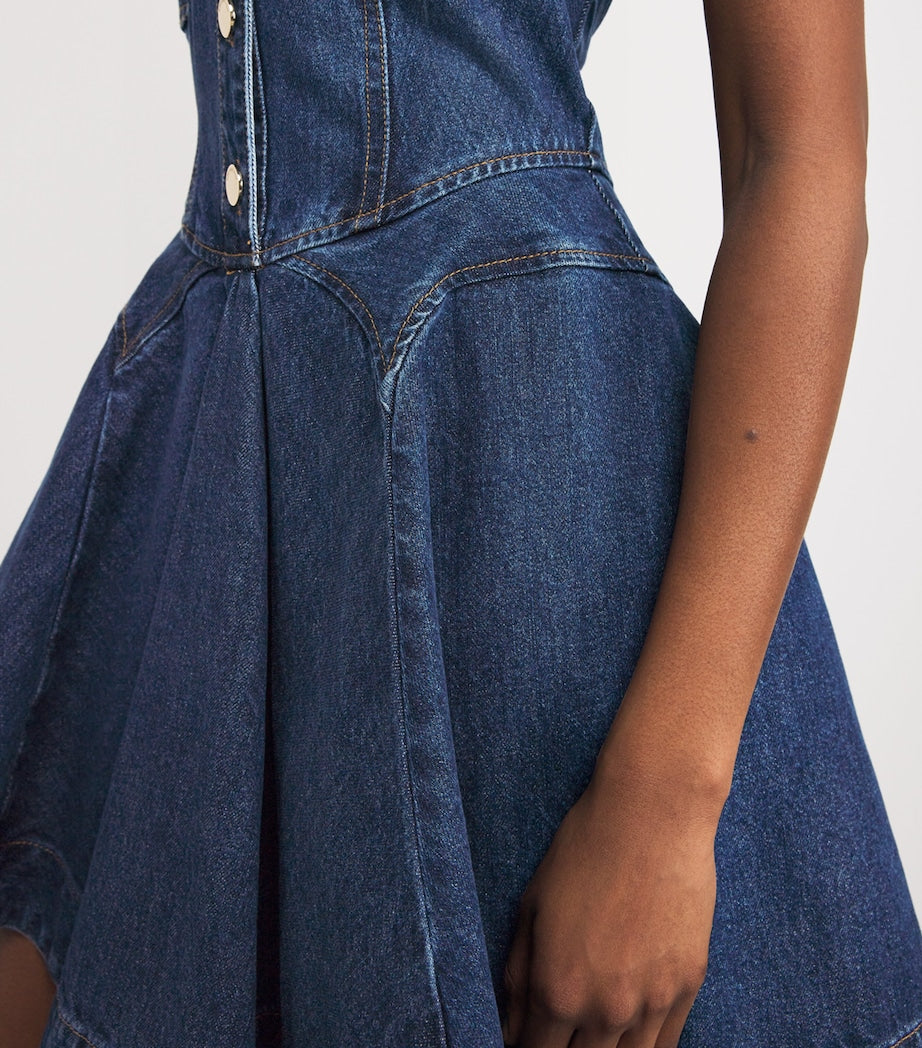 Self-Portrait Blue Denim Halterneck Mini Dress