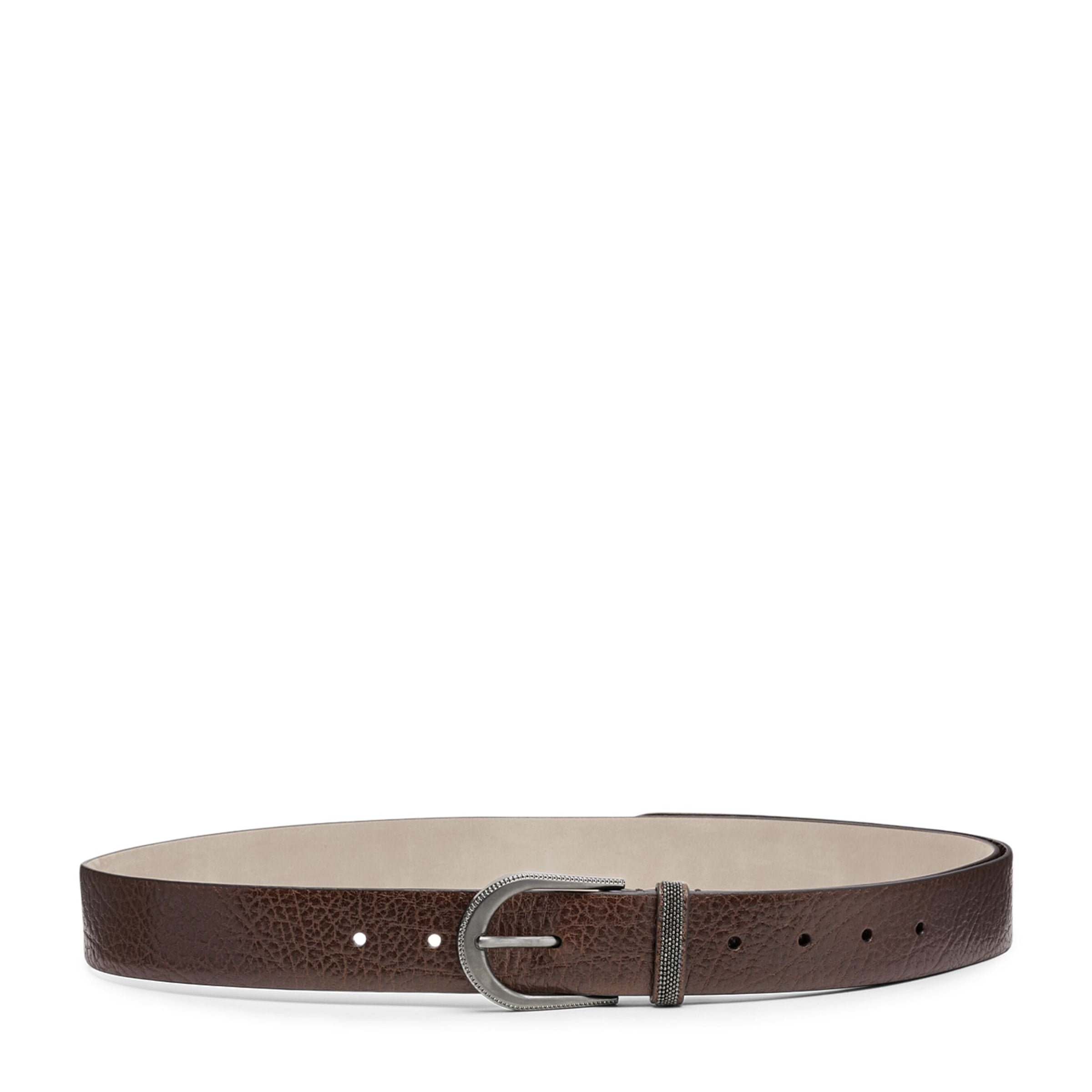 Brown Hammered Calfskin Belt