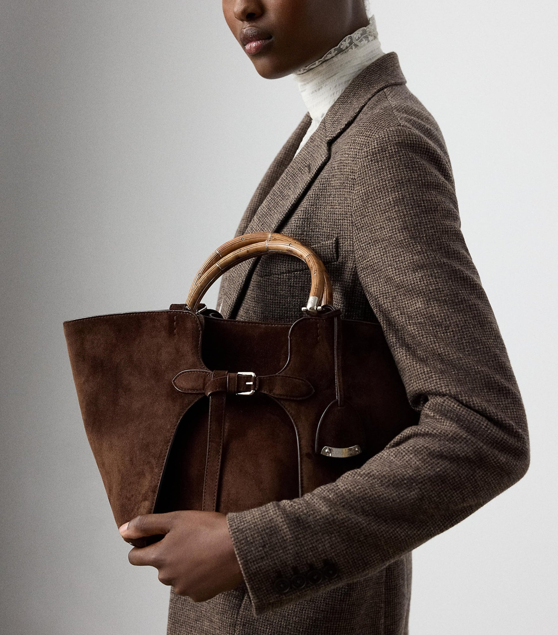 Brown Suede Ralph Tote Bag