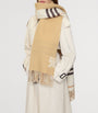 Burberry White Cashmere Wide Reversible EKD Scarf