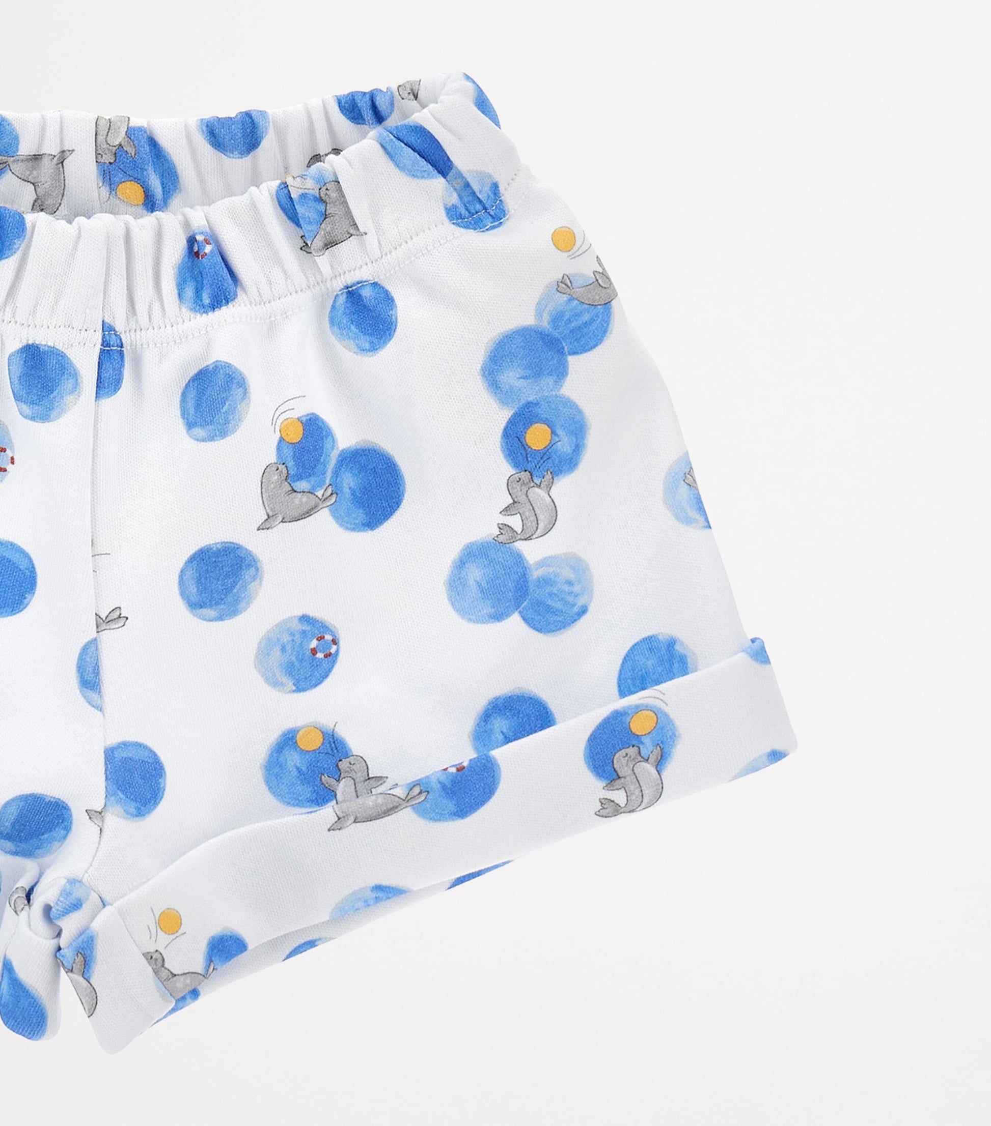 Monnalisa Cotton Seal Print T-Shirt and Shorts Set (1-9 Months)