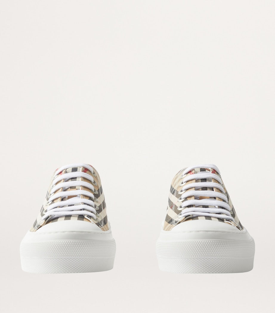 Burberry Beige Cotton Check Sneakers