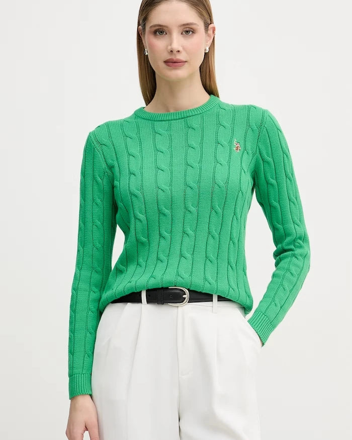 U.S. Polo Assn. Kadın Pamuklu Kazak CREW NECK CABLE