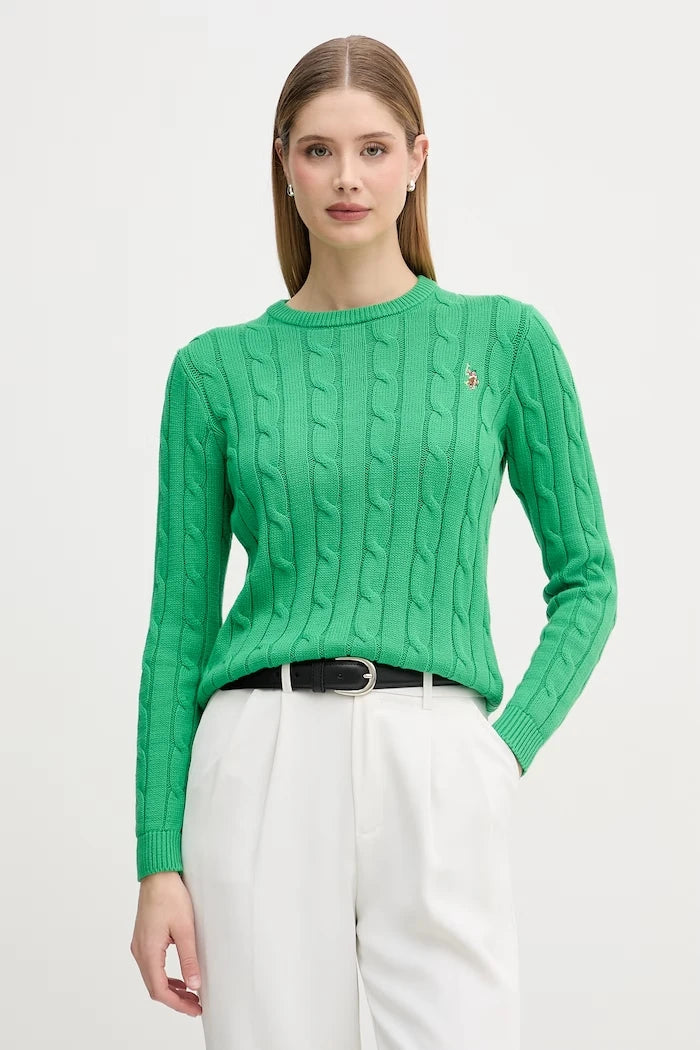 U.S. Polo Assn. Kadın Pamuklu Kazak CREW NECK CABLE