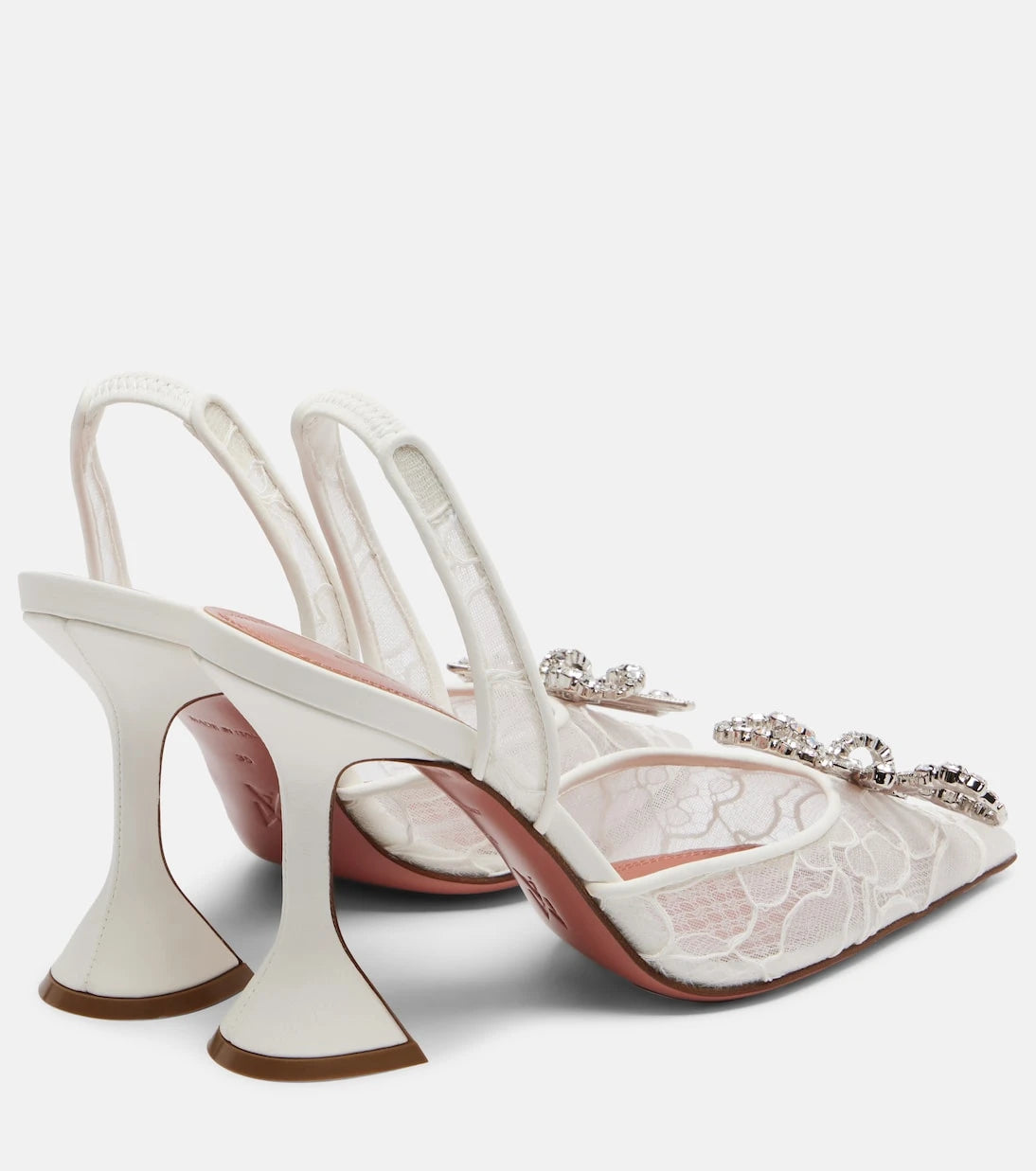 Amina Muaddi - Rosie embellished lace slingback pumps