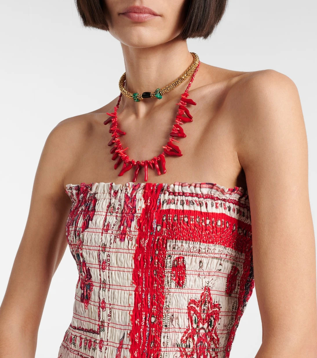 Marant Etoile - Anka shirred printed cotton minidress