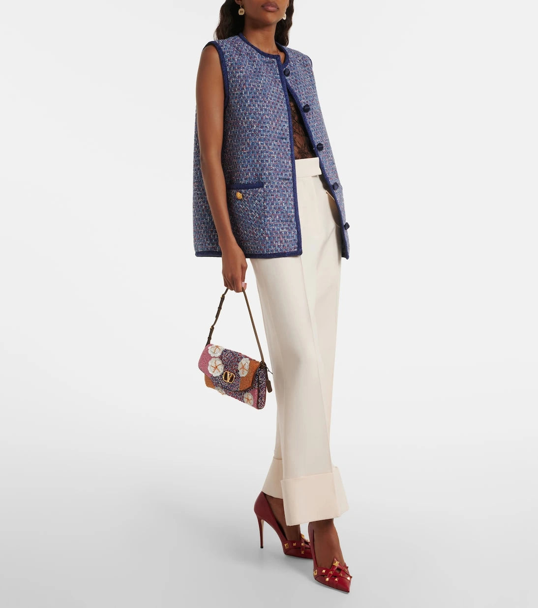 Valentino Garavani - DeVain Small floral embellished shoulder bag