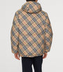 Beige Down Reversible Check Puffer Jacket