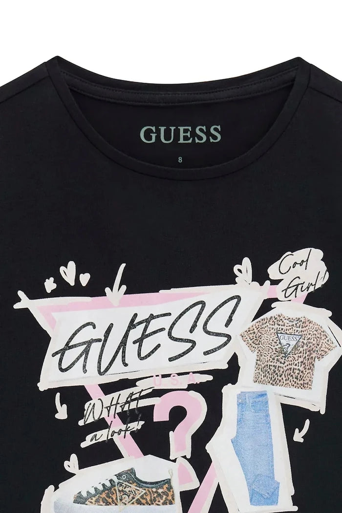 Guess çocuklar için pamuk ve elastan uzun kollu bluz