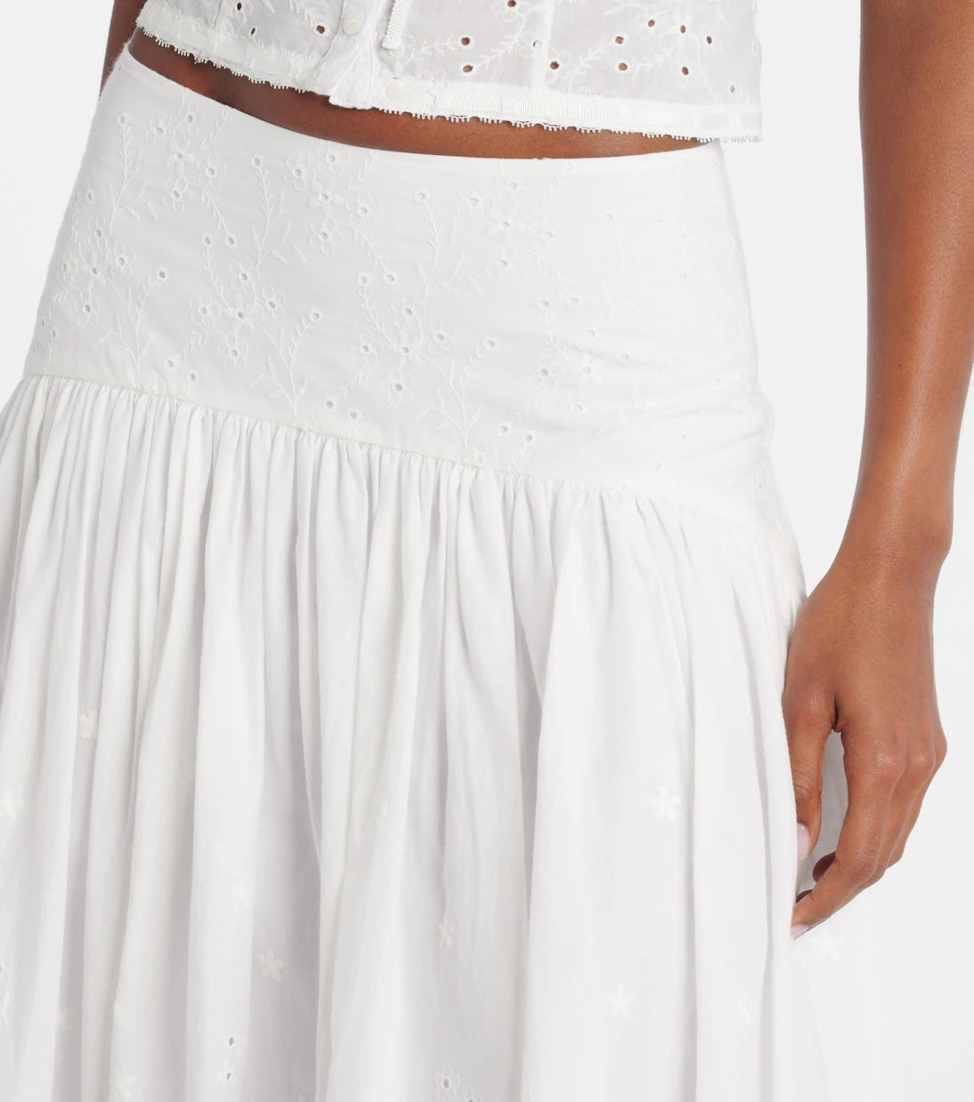 Staud - Procida pleated cotton maxi skirt