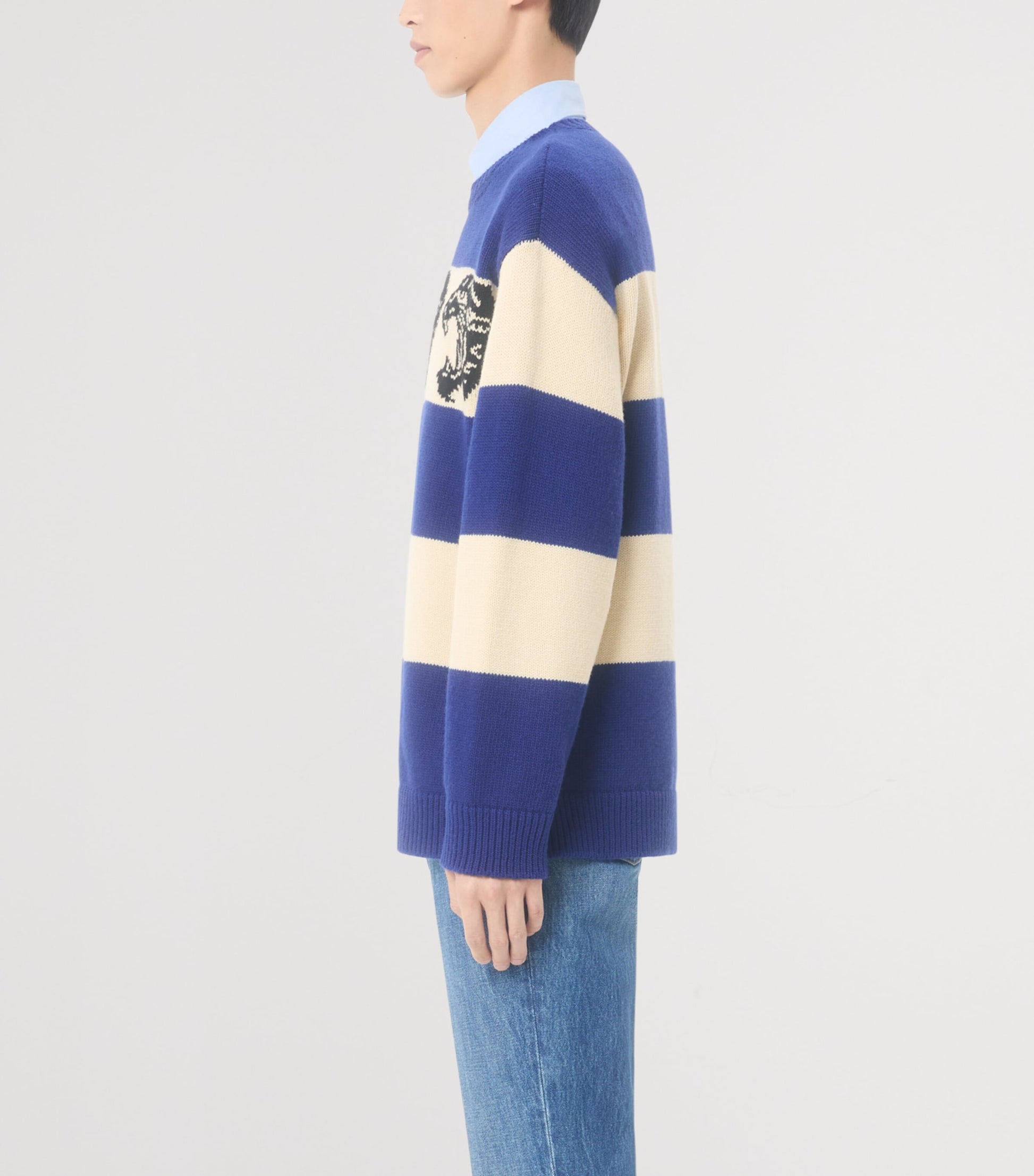 Valentino Garavani Blue Virgin Wool Panther Sweater