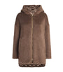 Brown Down, Faux Fur and Water-Repellent Reversible Jacket