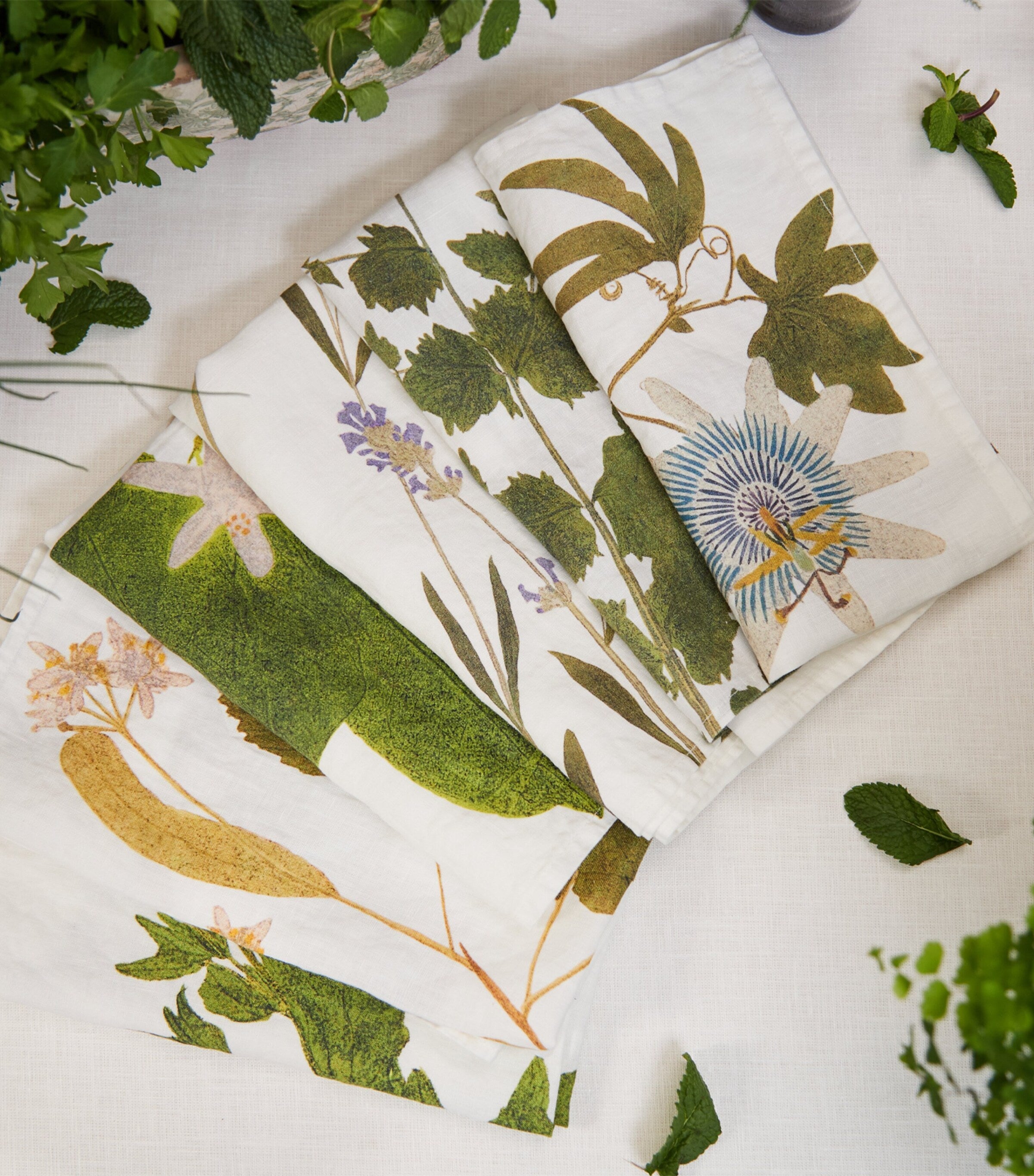 Summerill & Bishop Set of 6 Linen Tisane Herb Garden Napkins (50cm x 50cm)