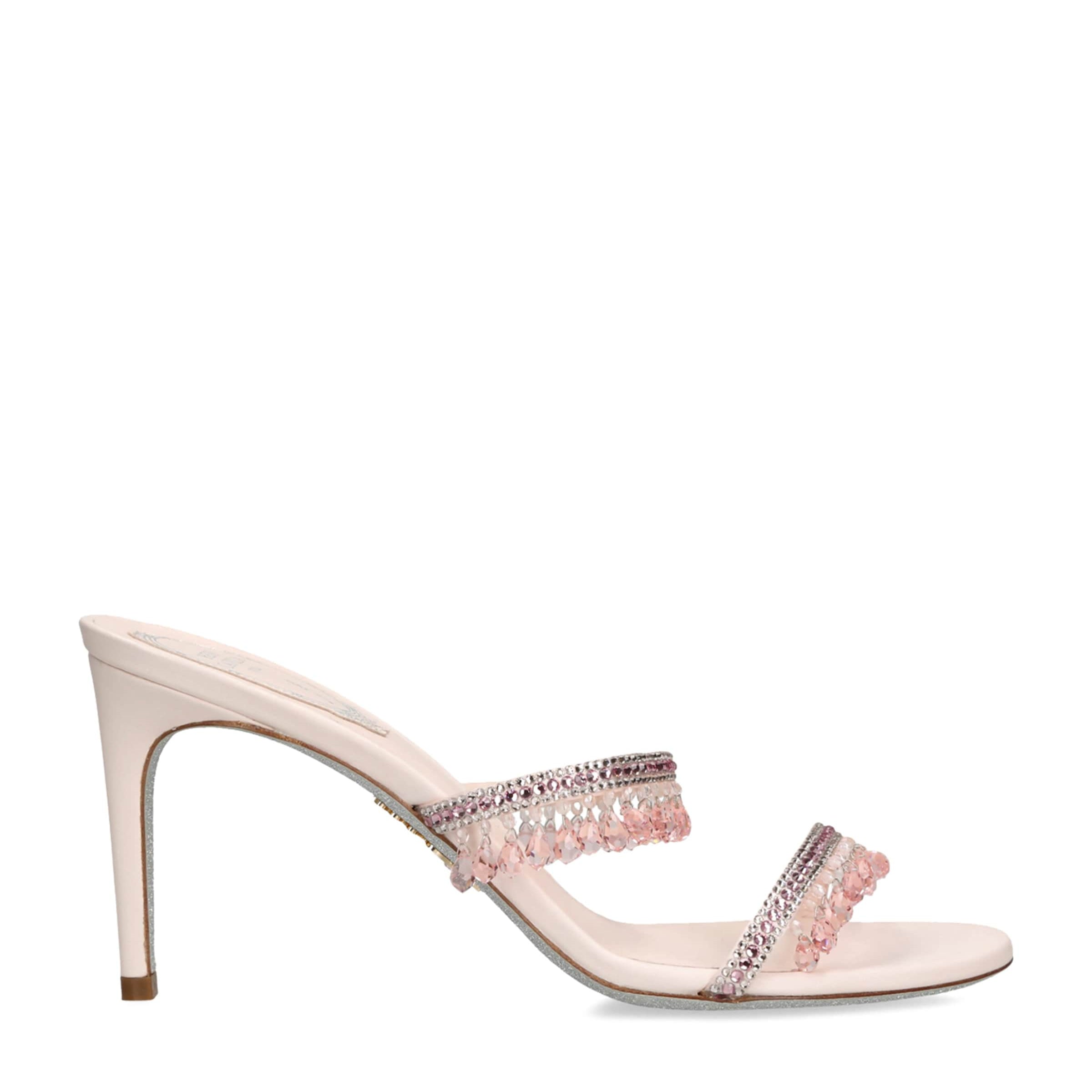 René Caovilla Pink Embellished Chandelier Mules 80