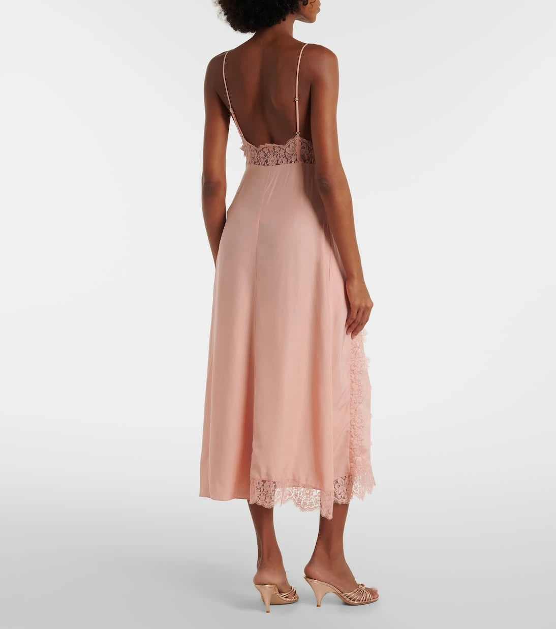 Stella McCartney - Lace-trimmed silk midi dress