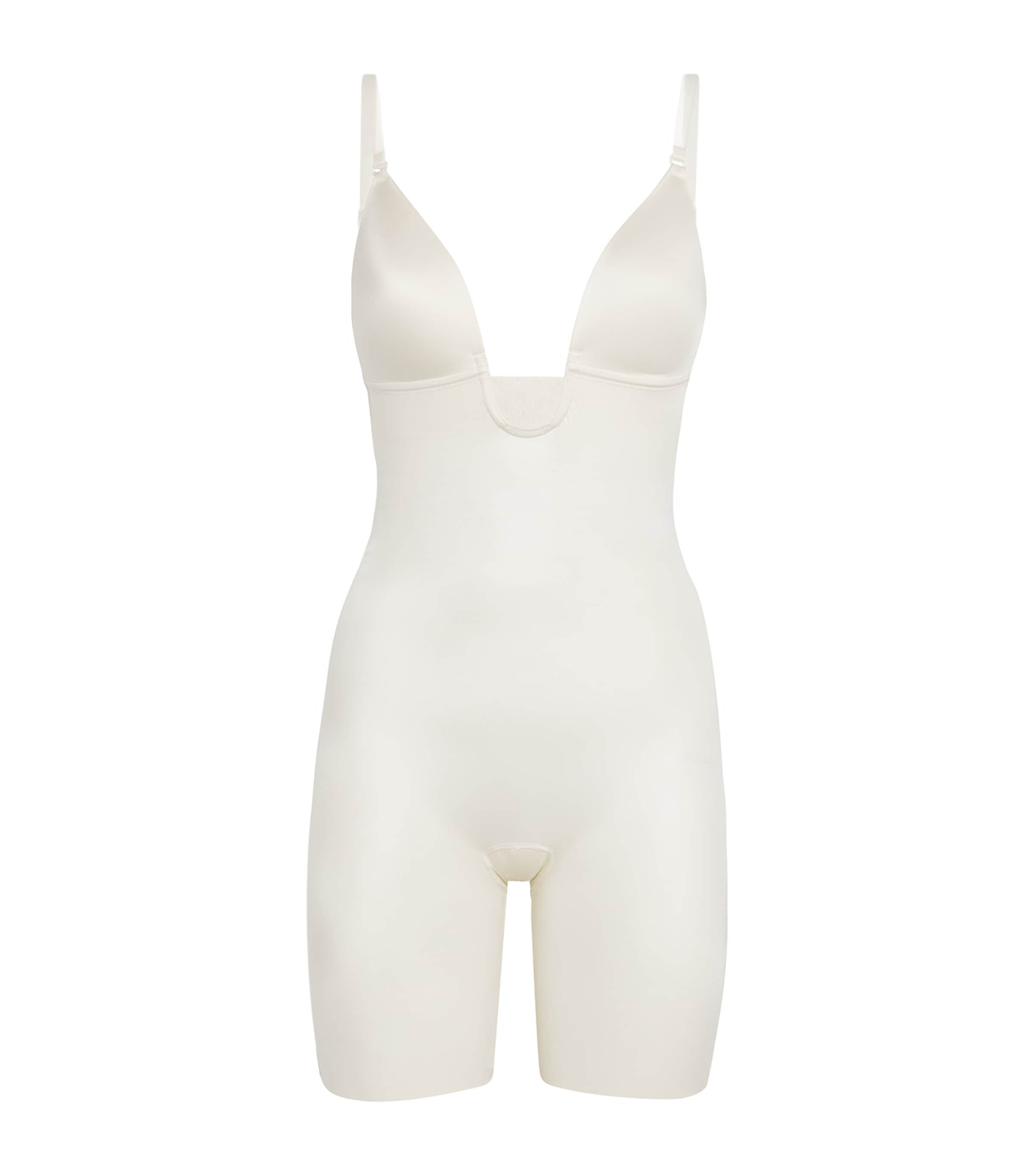 White Suit Your Fancy Plunge Mid-Thigh Bodysuit