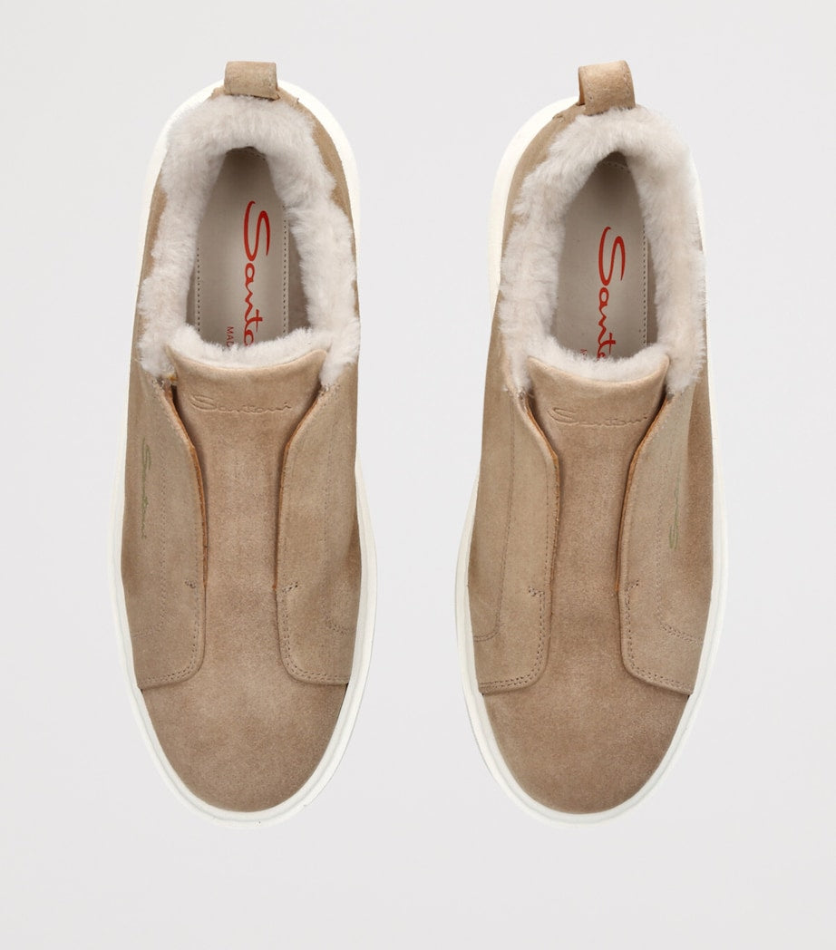 Brown Suede Victory Slip-On Sneakers