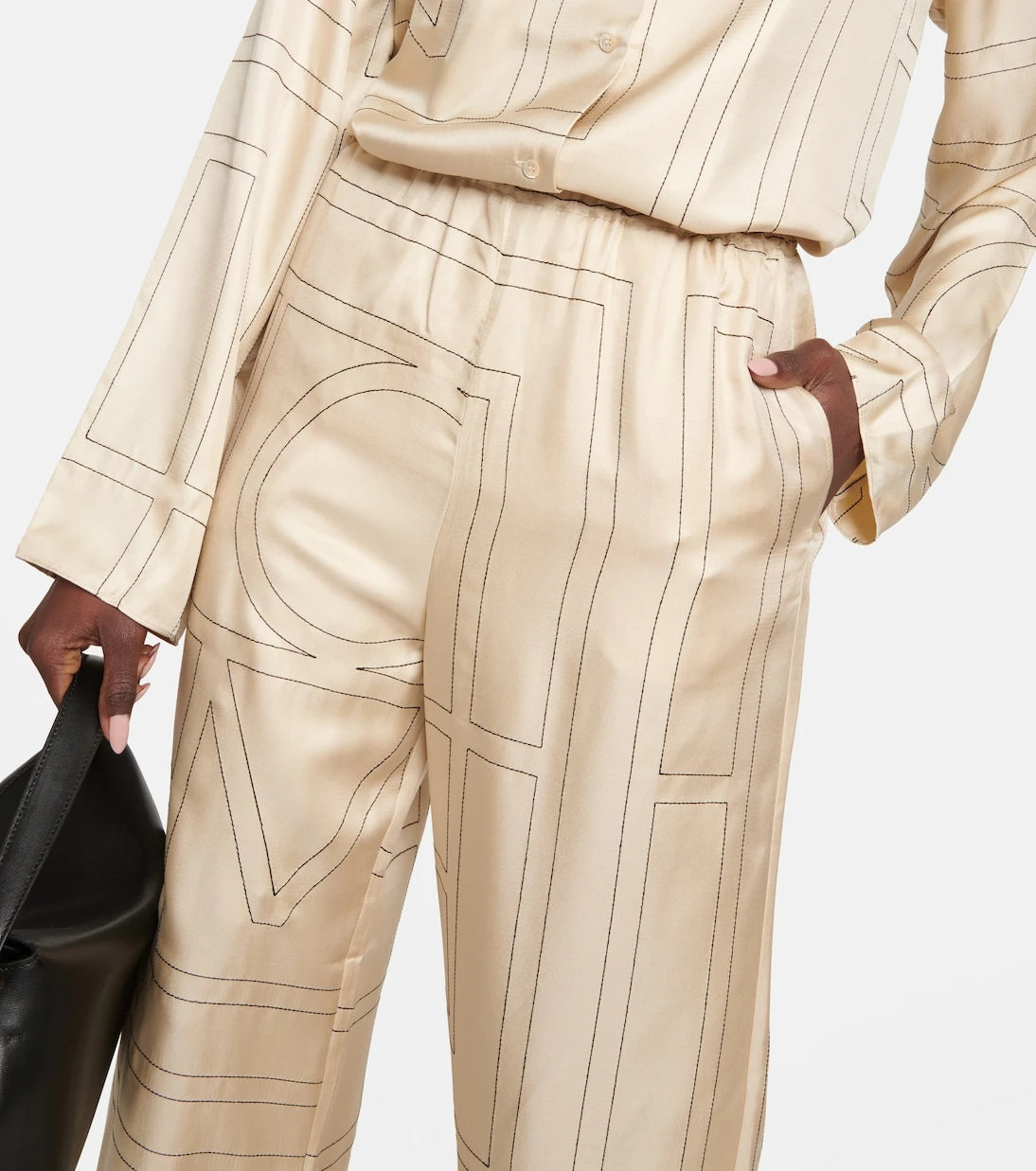 Toteme - Logo wide-leg silk pants