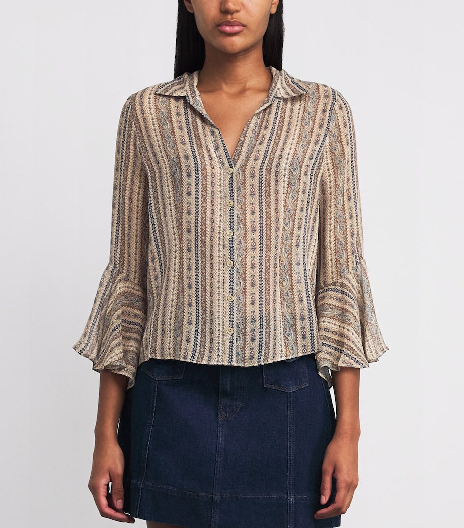 PAIGE Brown Silk Jasmeet Blouse