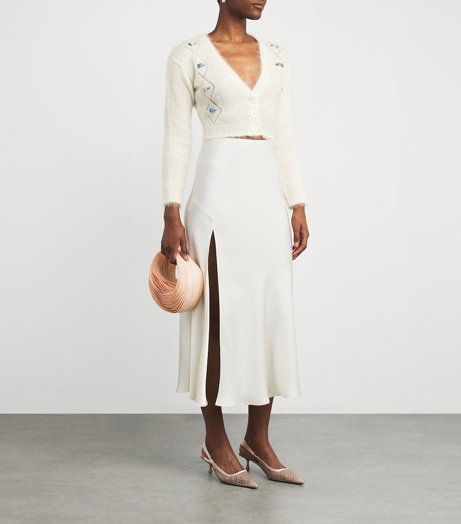 Mohair-Blend Embroidered Cardigan