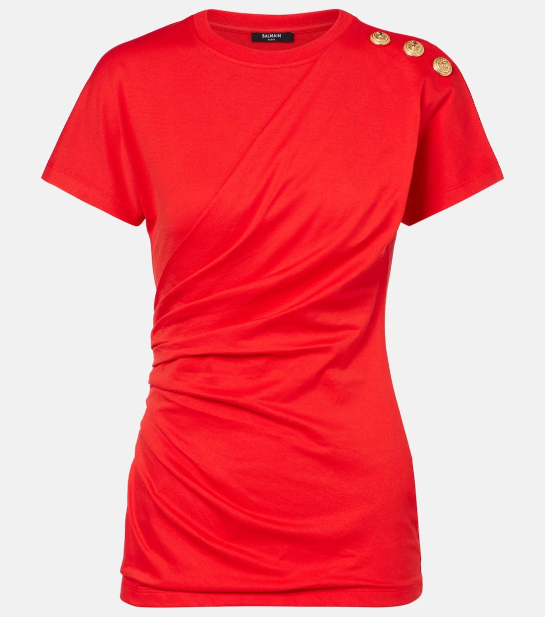 Balmain - Draped cotton jersey T-shirt