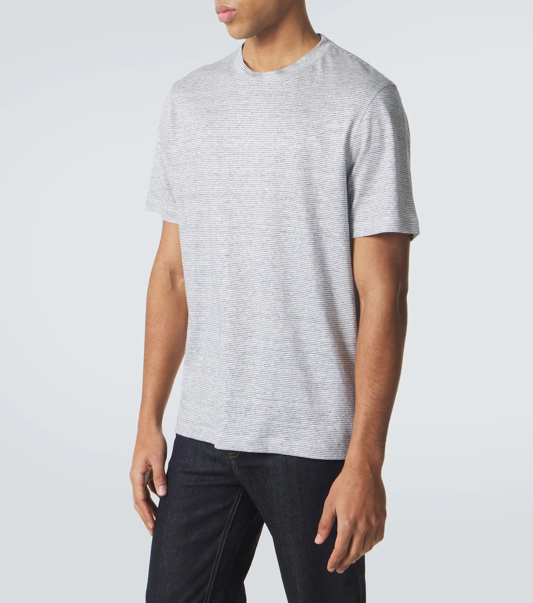 Brioni - Striped linen and cotton T-shirt