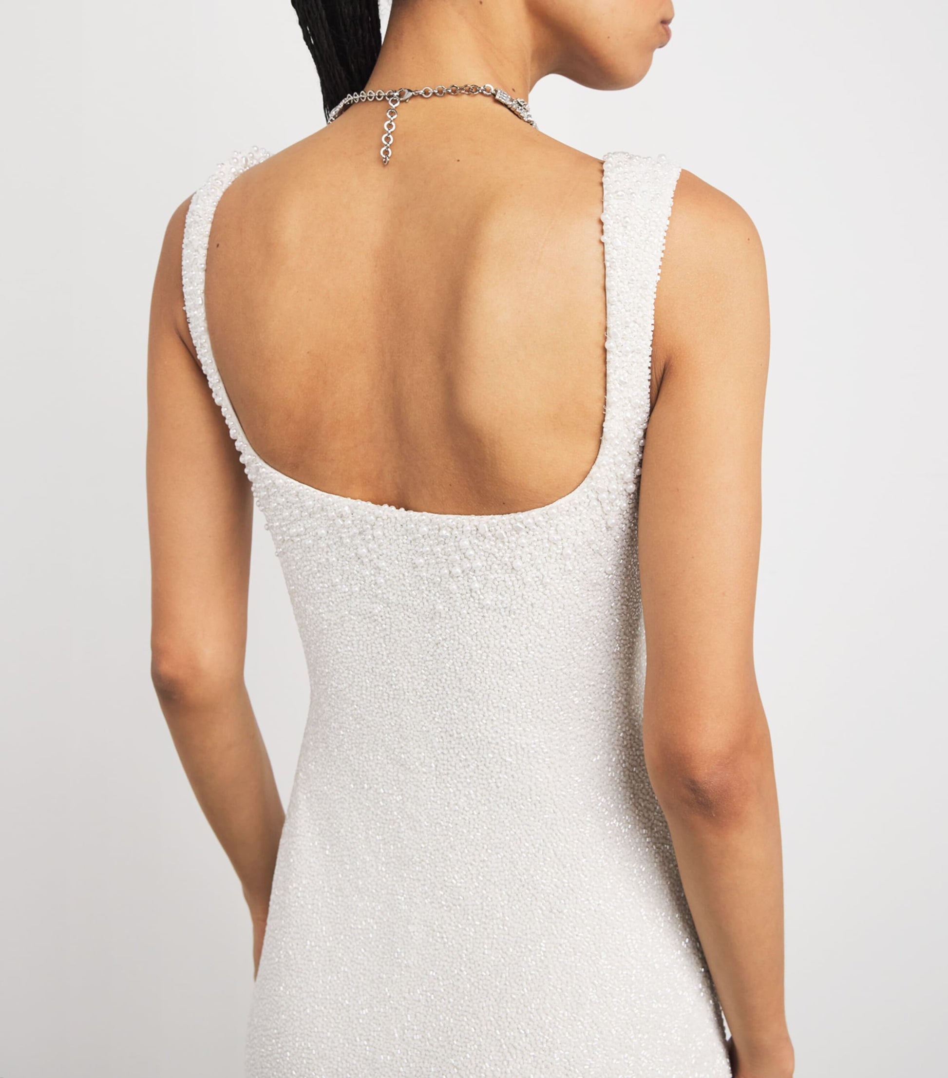 Clio Peppiatt Ivory Crystal Square-Neck Gown