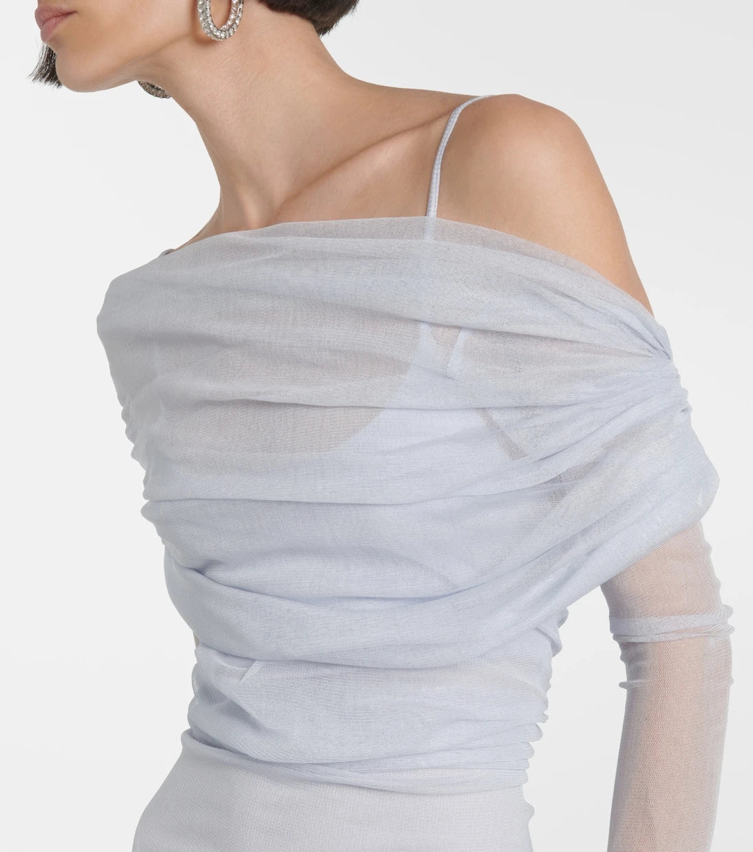 Christopher Esber - Veiled off-shoulder tulle maxi dress