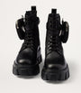 Prada Black Leather Monolith Boots with Pouch 55