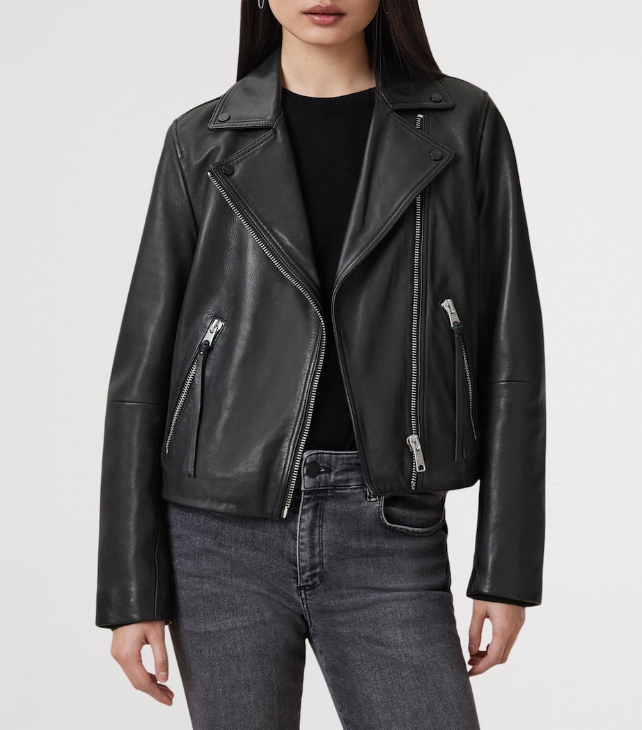 AllSaints Black Leather Dalby Biker Jacket