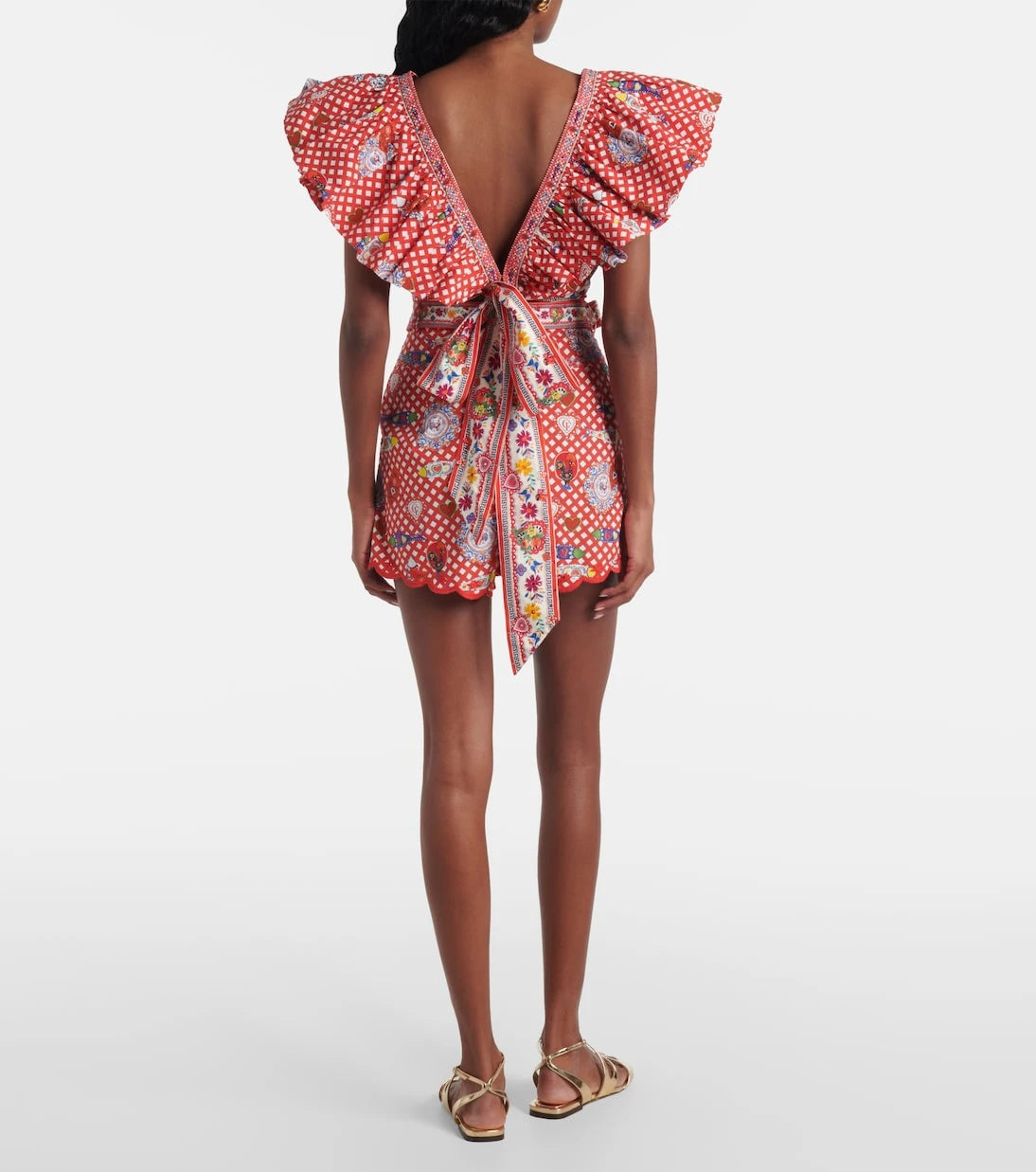 Camilla - Printed ruffled cotton top